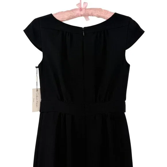 NWT Calvin Klein Black Cap Sleeve Sheath Dress | Quiet Luxury Business Corpcore - Picture 9 of 15